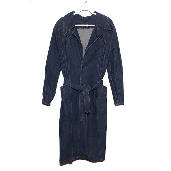 Vintage 70s A. Smile Denim Duster Jacket Coat - Picture 1 of 14